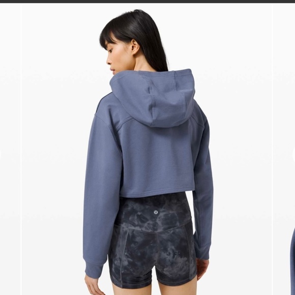 Lululemon All Yours Cropped Hoodie Shirt Ink Blue Pullover Stretch Womens Size 4 - Picture 9 of 15
